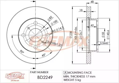 Тормозной диск FREMAX BD-2249