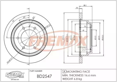 Тормозной диск FREMAX BD-2547