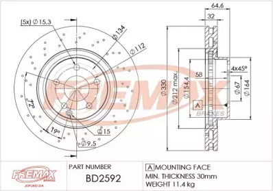 Тормозной диск FREMAX BD-2592