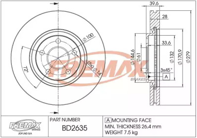 Тормозной диск FREMAX BD-2635