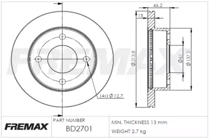 Тормозной диск FREMAX BD-2701