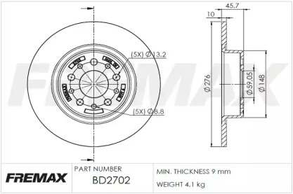 Тормозной диск FREMAX BD-2702