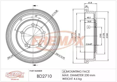 Тормозной барабан FREMAX BD-2710