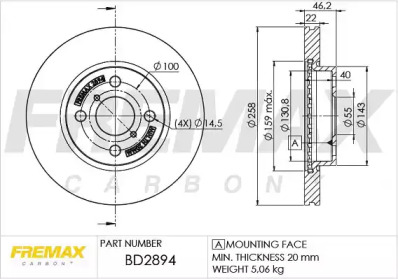 Тормозной диск FREMAX BD-2894