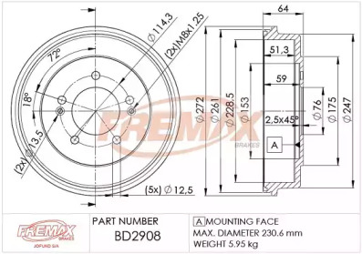 Тормозной барабан FREMAX BD-2908