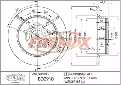 Тормозной диск FREMAX BD-2910