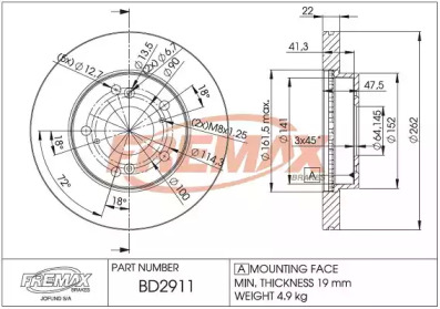 Тормозной диск FREMAX BD-2911