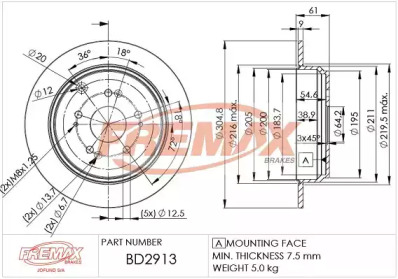 Тормозной диск FREMAX BD-2913