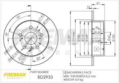 Тормозной диск FREMAX BD-2933