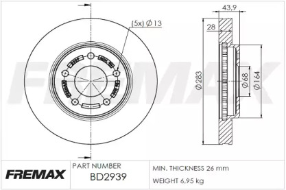 Тормозной диск FREMAX BD-2939