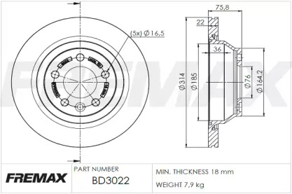 Тормозной диск FREMAX BD-3022