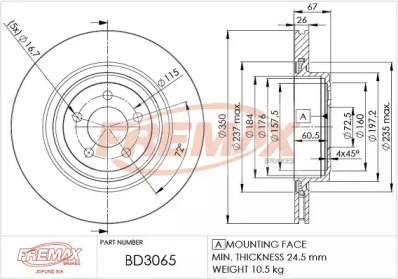 Тормозной диск FREMAX BD-3065