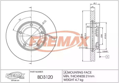 Тормозной диск FREMAX BD-3120