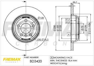 Тормозной диск FREMAX BD-3420