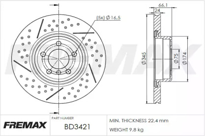 Тормозной диск FREMAX BD-3421