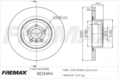 Тормозной диск FREMAX BD-3494