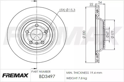 Тормозной диск FREMAX BD-3497