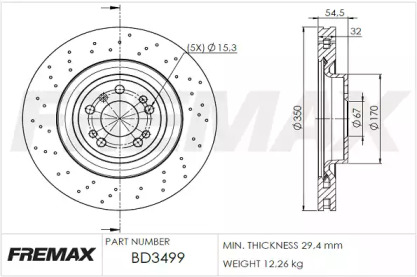 Тормозной диск FREMAX BD-3499