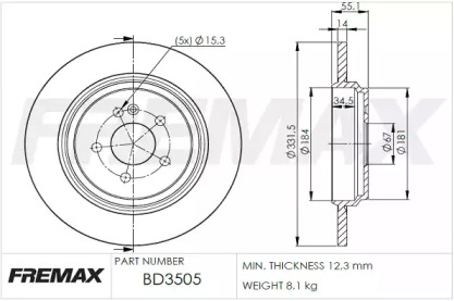 Тормозной диск FREMAX BD-3505