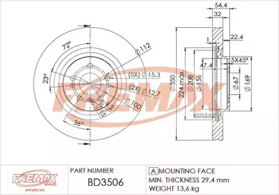 Тормозной диск FREMAX BD-3506