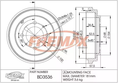 Тормозный барабан FREMAX BD-3536