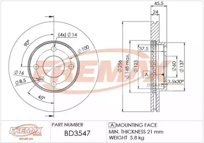 Тормозной диск FREMAX BD-3547