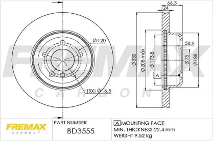 Тормозной диск FREMAX BD-3555