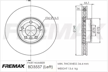 Тормозной диск FREMAX BD-3557