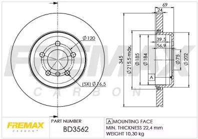 Тормозной диск FREMAX BD-3562