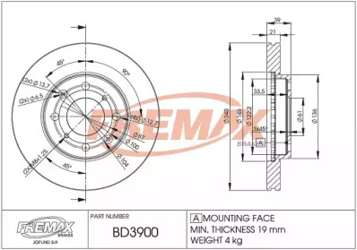 Тормозной диск FREMAX BD-3900