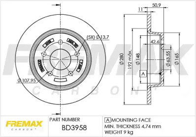 Тормозной диск FREMAX BD-3958