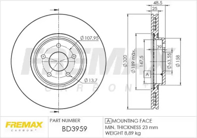 Тормозной диск FREMAX BD-3959