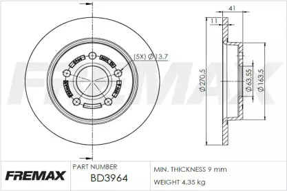 Тормозной диск FREMAX BD-3964