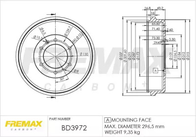 Тормозный барабан FREMAX BD-3972