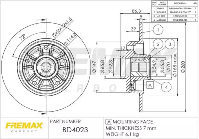 Тормозной диск FREMAX BD-4023