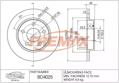 Тормозной диск FREMAX BD-4025