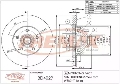 Тормозной диск FREMAX BD-4029