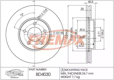 Тормозной диск FREMAX BD-4030