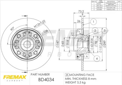 Тормозной диск FREMAX BD-4034