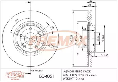 Тормозной диск FREMAX BD-4051