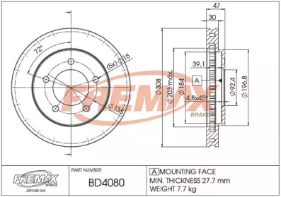 Тормозной диск FREMAX BD-4080