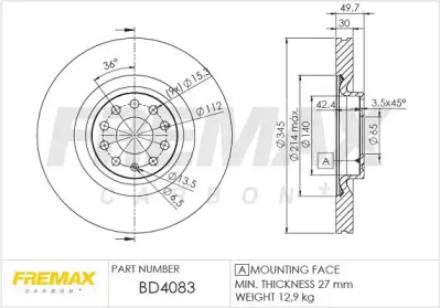 Тормозной диск FREMAX BD-4083