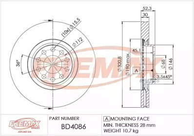 Тормозной диск FREMAX BD-4086