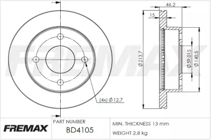 Тормозной диск FREMAX BD-4105