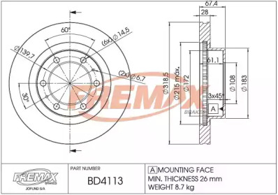 Тормозной диск FREMAX BD-4113