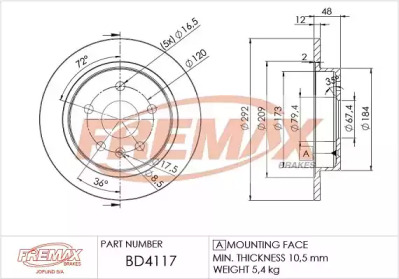 Тормозной диск FREMAX BD-4117