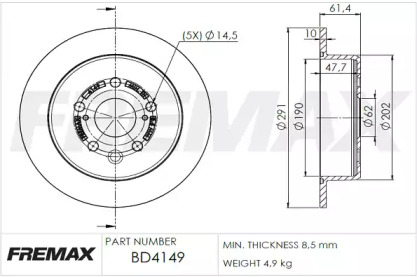 Тормозной диск FREMAX BD-4149