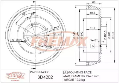 Тормозный барабан FREMAX BD-4202