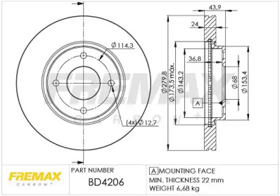 Тормозной диск FREMAX BD-4206