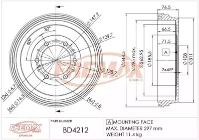 Тормозный барабан FREMAX BD-4212